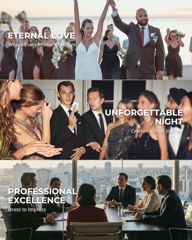 Thumbnail 5 de YND Men’s 2-Piece Slim Fit Suit Set (One-Button Jacket + Pants) with Matching Tie