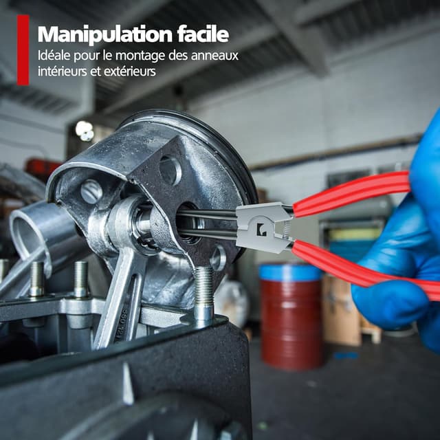 Detalle de RAVN HAMAN lot de 4 pinces à circlips 175 mm (rouge) droites et courbées