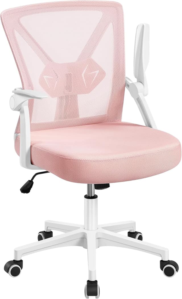 Detalle de Yaheetech Sedia da ufficio ergonomica con supporto lombare, schienale in rete e braccioli regolabili (portata 136 kg) rosa