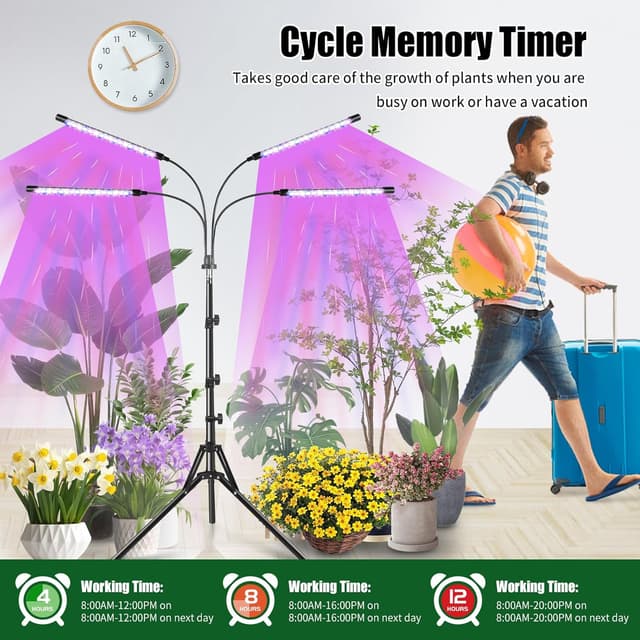 Detalle 1 de Railee Pflanzenlampe 120 LEDs Vollspektrum 🌱