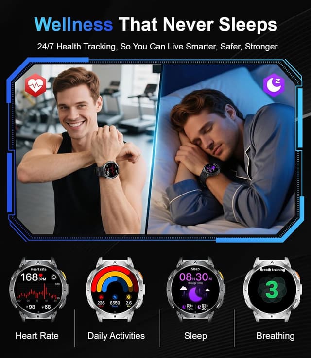 Thumbnail 5 de LIGE Military Smart Watch for Men with Bluetooth Call
