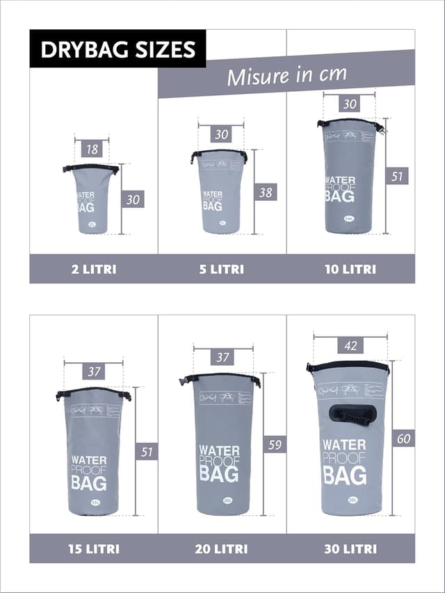 Detalle de DonDon Dry Bag borsa impermeabile con tracolla da 2l a 30l
