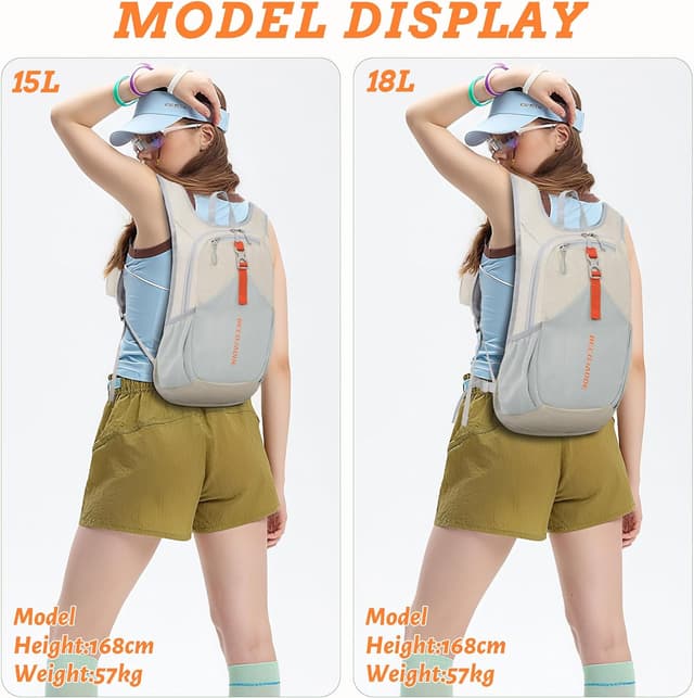 Detalle de BECOJADDE 18L Hiking Backpack in Beige – foldable mini daypack with phone pocket and adjustable chest strap