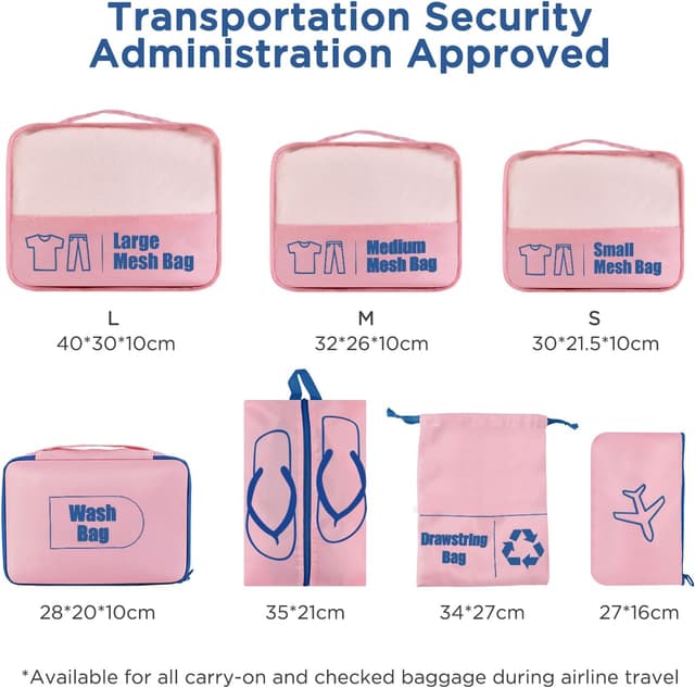 Detalle de Set 7 pezzi AiQInu Organizer Valigie impermeabili con packing cube e porta scarpe