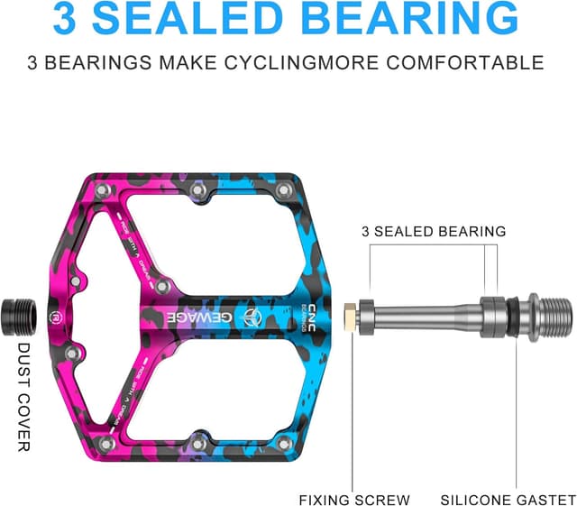 Detalle 2 de GEWAGE CNC machined flat bike pedals with removable anti-skid pins (9/16")