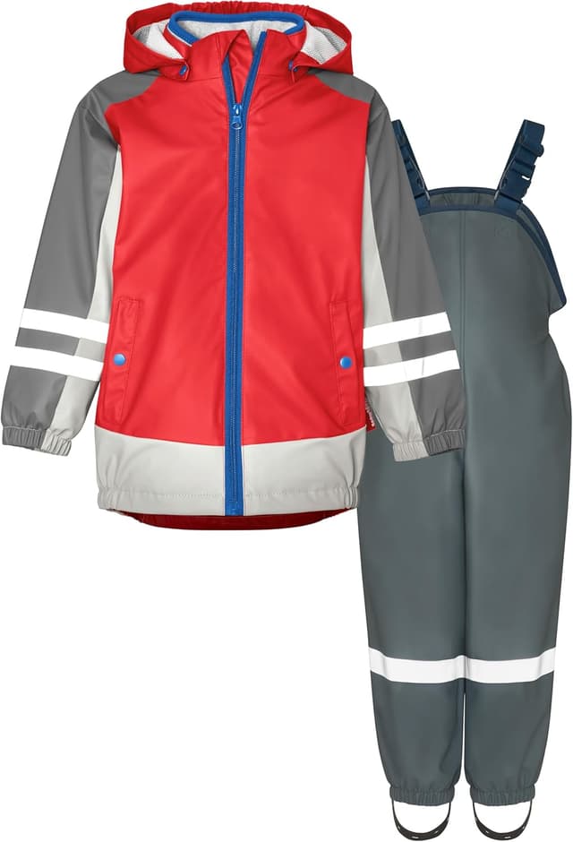 Detalle de Playshoes Unisex Kinder Regenanzug gefüttert Regen-Set im 2er Pack – wind- und wasserdichtes 3‑in‑1 System