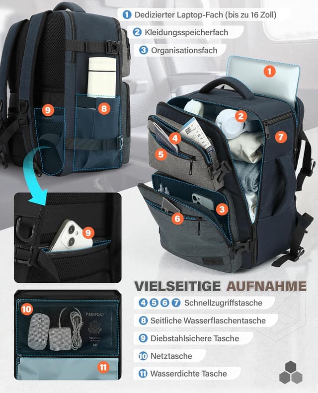 Thumbnail 2 de VANKEV Handgepäck 24 L Rucksack