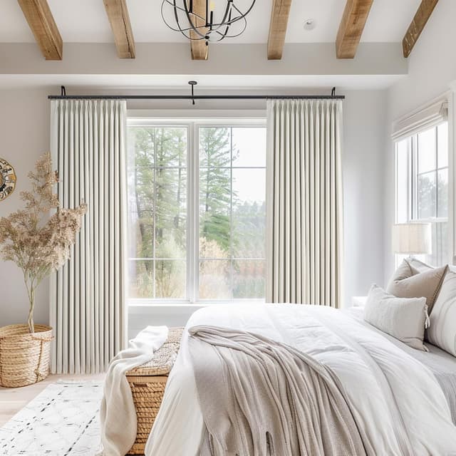 Detalle 2 de Topfinel 96-Inch Pinch Pleat 100% Blackout Curtains (2 Panels) — Natural Linen Thermal Insulated Set, Neutral Beige Ivory