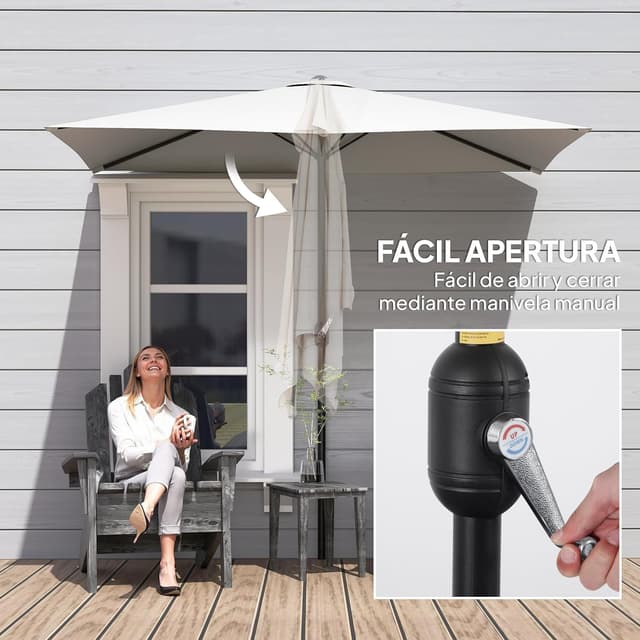 Thumbnail 7 de Outsunny Sombrilla Rectangular 230x130cm con Protección UV ☀