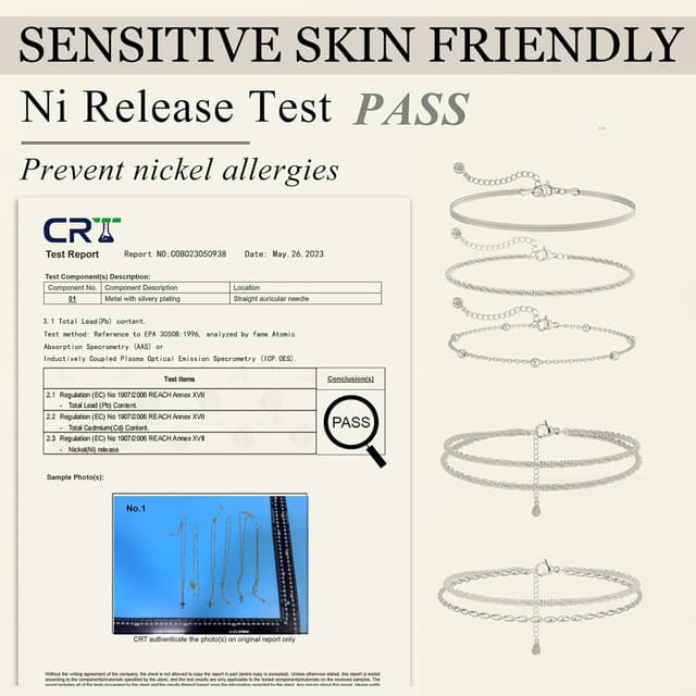 Detalle 2 de Kenivira Fußkettchen für Frauen – mehrschichtig, wasserdicht & einstellbar als Set