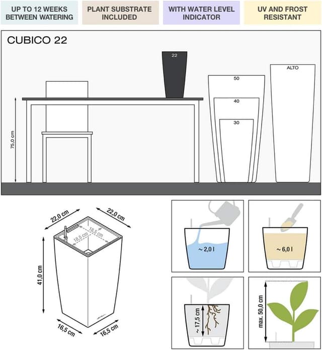 Thumbnail 1 de LECHUZA Cubico Premium 22 antracite