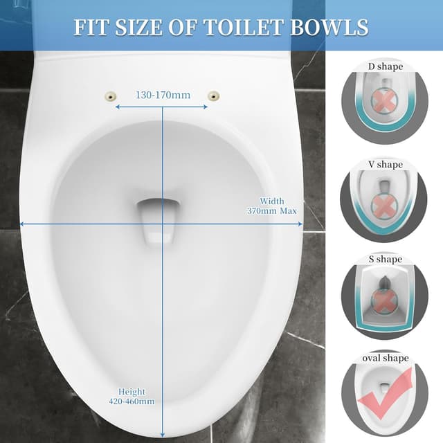 Thumbnail 6 de YunNasi Oval Shape Soft Close Toilet Seat (Quick Release, Adjustable) 44.5 x 37.5cm