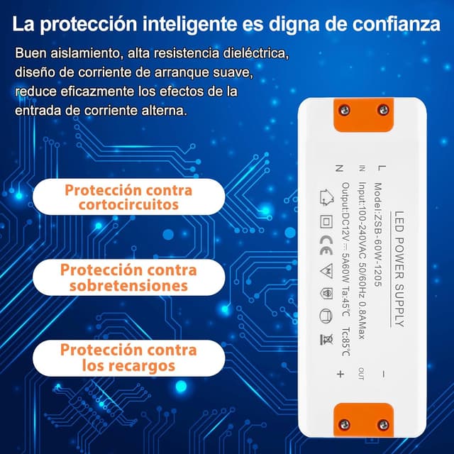 Thumbnail 5 de Transformador LED 12V 60W 5A