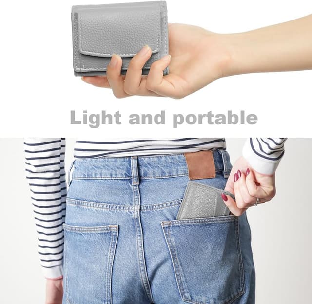 Detalle de Aucuu portafoglio donna piccolo in pelle con portamonete e RFID, pieghevole compatto