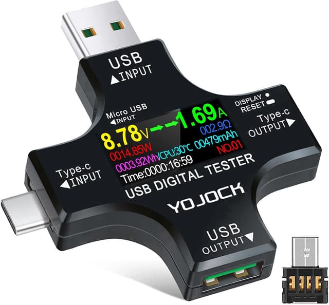 Detalle de USB Tester Messgerät 2-in-1 USB C Strommessgerät 0-8A
