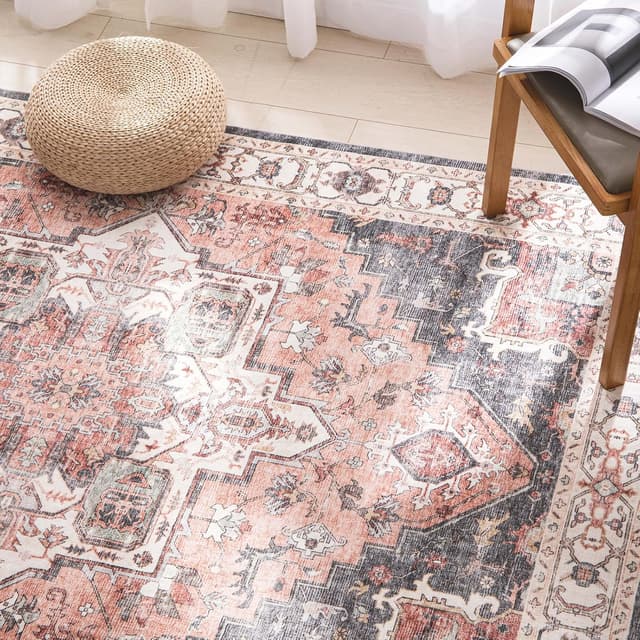 Detalle de Carvapet Hallway Runner Rug 150x210cm in grey with non-slip backing (washable microfiber)