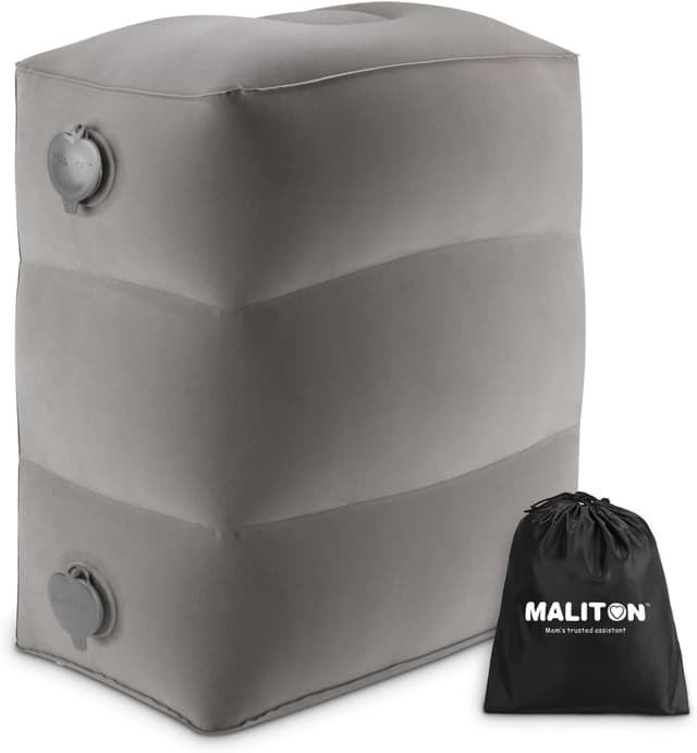 Detalle de Maliton Fußstütze Flugzeug – aufblasbares Fußstützen-Kissen höhenverstellbar für Reisen mit Kindern, 1 Stück (Grau)