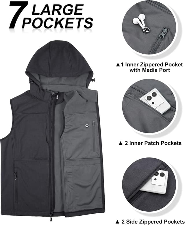 Thumbnail 4 de 33,000ft Weste Herren Outdoor Softshell Jacke mit Kapuze