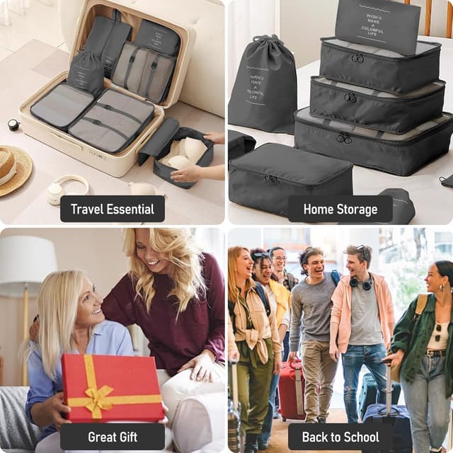 Detalle 2 de 10-piece Packing Cubes set for suitcases – travel organiser bags for clothes, shoes and toiletries