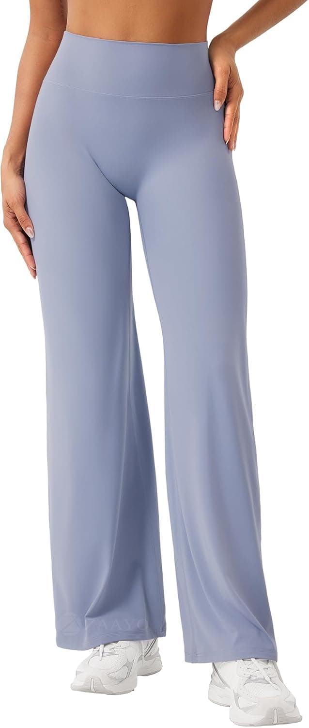 Detalle de ZAAYO Nahtlose Straight Leggings Damen – High Waist Flared Yoga Leggings für Gym & Alltag