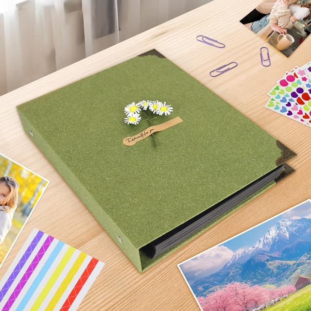 Detalle de ZEEYUAN Fotoalbum zum Selbstgestalten Löwenzahn (60 Seiten, 22x27,3 cm) mit Fotoecken und Ringbuch