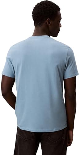 Detalle 2 de Calvin Klein Classic Monogram tee: camiseta de manga corta para hombre con cuello redondo en azul Smoke Blue (XL)