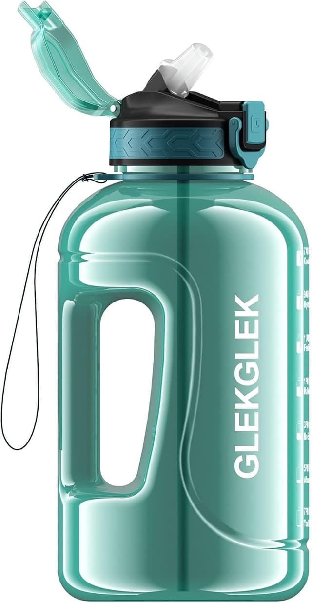 Detalle de GLEKGLEK 2 Litre BPA Free Water Bottle with Time Markings (Cyan)