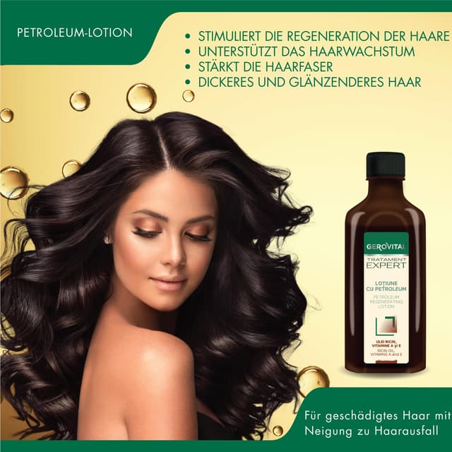 Detalle 1 de Gerovital Tratament Expert Intensive haarregenerierende Lotion mit Petroleum und Rizinusöl – 100 ml