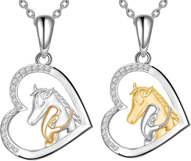 Thumbnail 6 de Yuluzeln Pferdehalskette mit Herz-Anhänger für Mädchen und Erwachsene – versilbert, nickelfrei, mit Geschenkbox