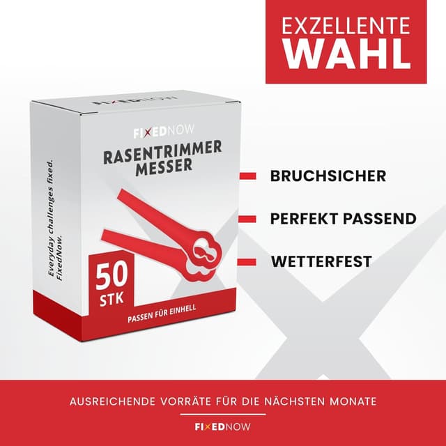 Detalle de FixedNow 50 Ersatzmesser für Einhell Rasentrimmer (Kunststoff) – kompatibel mit ausgewählten GE/GC/BG/RG-Modellen