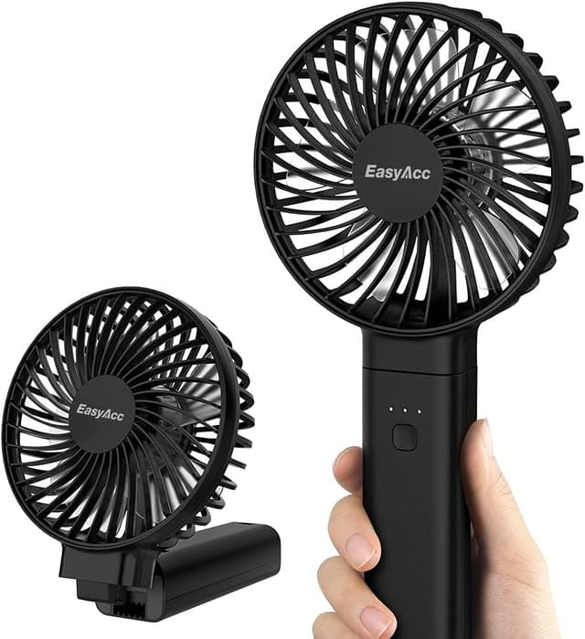 Detalle de EasyAcc EasyAcc Handheld Fan (Portable USB Fan) – Rechargeable, Foldable, 4 Speeds, Up to 17 Hours, Black