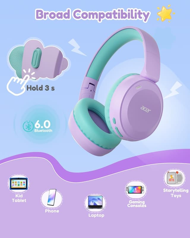 Thumbnail 5 de acer Kids Bluetooth Headphones 60H Playtime