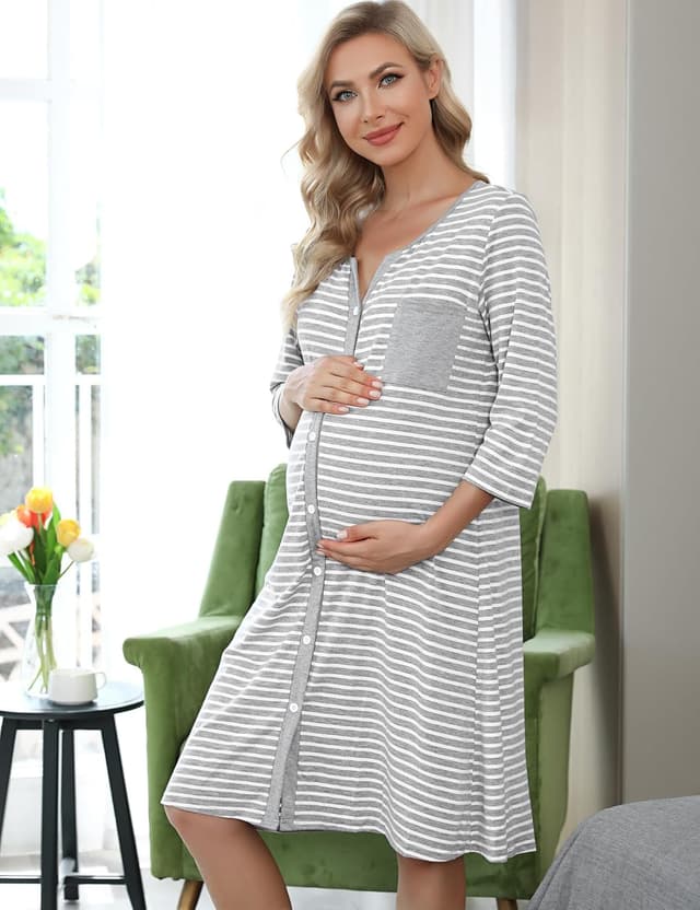 Detalle 2 de Marvmys Stillnachthemd Damen 95% Baumwolle