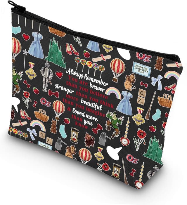 Thumbnail 6 de LEVLO Dorothy cosmetic makeup bag with ruby red slippers print – cotton canvas zip pouch