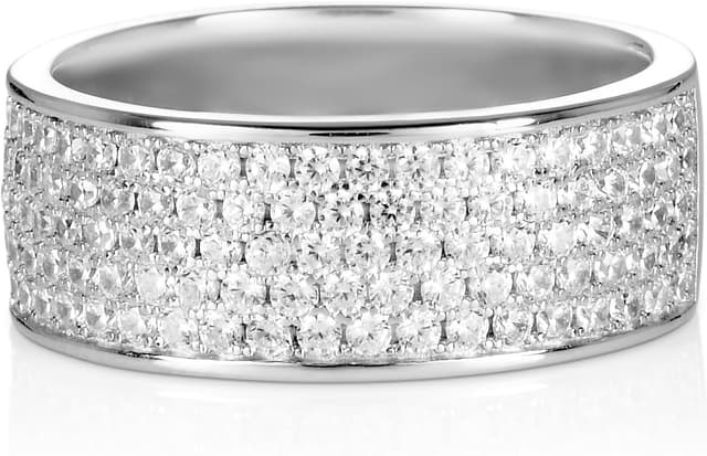 Detalle 2 de Diamond Treats anello da donna in Argento 925 con zirconi, mezza fascia con confezione regalo