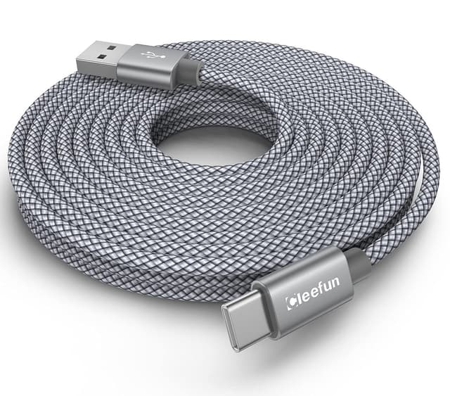 Detalle de CLEEFUN 6m (20ft) USB-A to USB-C extra-long cable with fast charging support