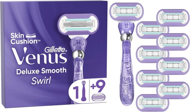 Detalle de Gillette Venus Deluxe Smooth Swirl — rasoir pour femme à 5 lames et 9 recharges SkinCushion