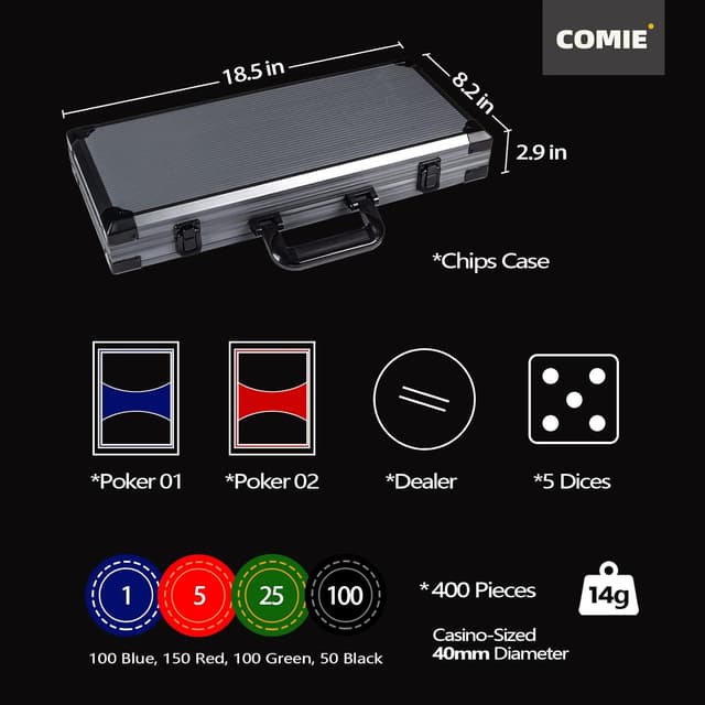 Detalle 2 de Comie Clay Poker Chips 400 PCS, 14 g