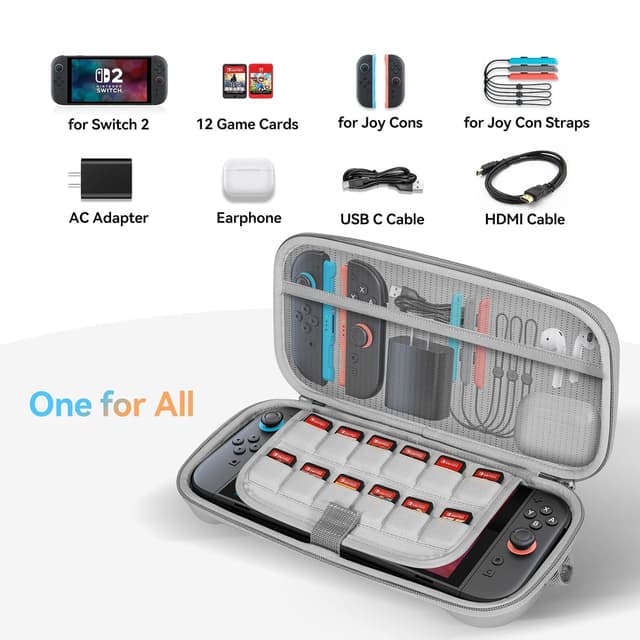 Detalle 2 de NEWDERY Switch 2 Tragetasche mit 12 Karten