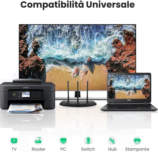 Detalle de UGREEN 5 pezzi accoppiatore di rete RJ45 per cavi Ethernet, connettore LAN femmina