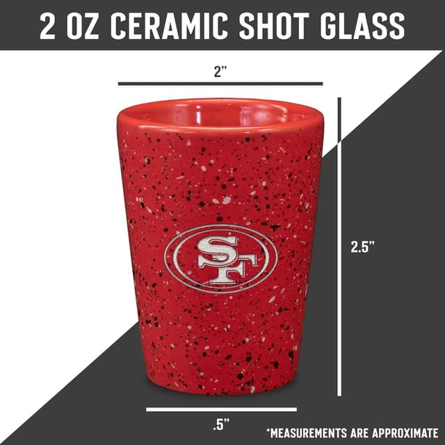 Detalle de Rico Industries NFL Team Logo Wordmark Ceramic 2oz Shot Glass