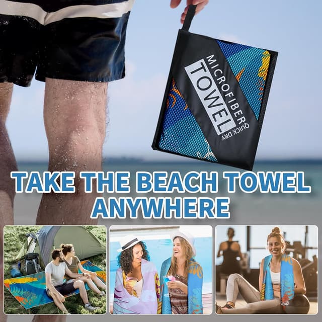 Thumbnail 6 de Startseite 200 x 90 cm Microfibre Beach Towel (Large, Quick Drying, Sand-Free) with Storage Bag