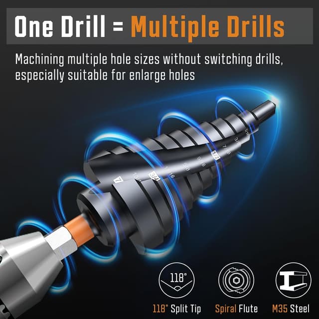 Thumbnail 6 de Premium HSS Cobalt Spiral Step Drill Bit Set 3PCS