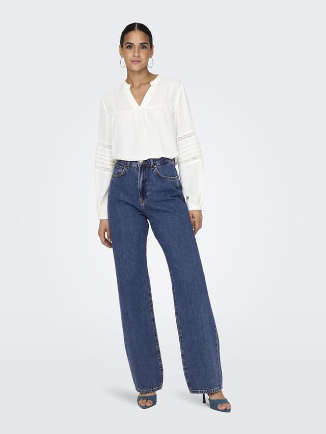 Detalle de ONLY Straight Fit Jeans ONLSILJE vita alta in cotone (100%)