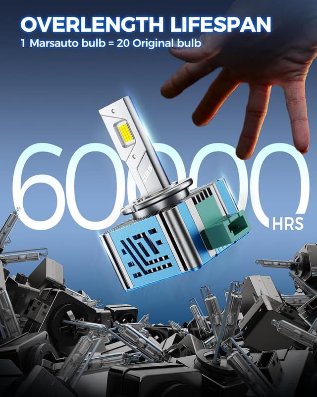 Detalle 2 de Marsauto D3S HID Xenon Bulbs (6500K White) — Plug-and-Play Fog Light Bulb, IP68 (Pack of 2)
