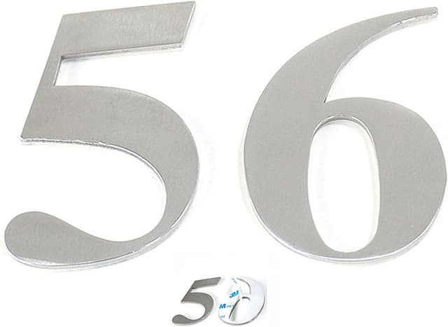 Detalle de Sinxioer Edelstahl-Hausnummer selbstklebend, Höhe 5 cm – Straßennummernschild im Arial-Design (Ziffer 9)