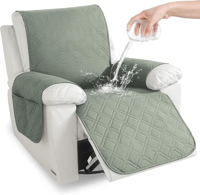 Detalle de YSTELLAA Copripoltrona Relax Reclinabile Grande 1 posto impermeabile verde chiaro, con braccioli rimovibili