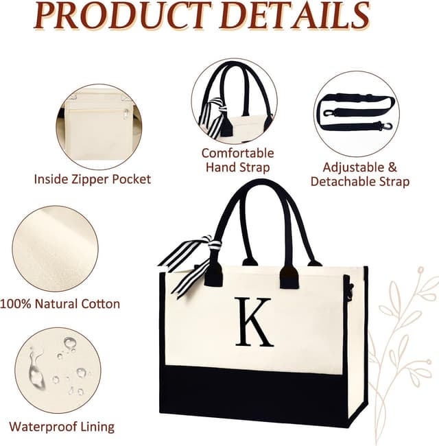 Thumbnail 4 de Fmeida Initial Personalised Canvas Tote Bag