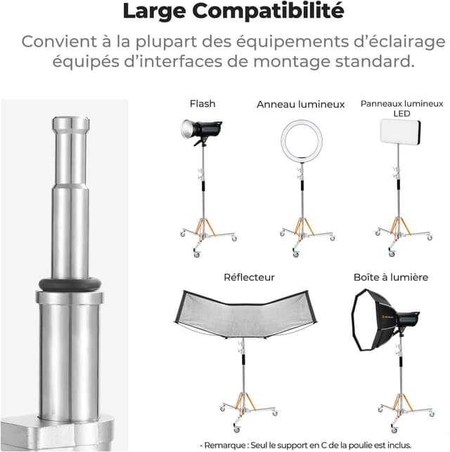 Thumbnail 4 de K&F CONCEPT 330 cm C‑Stand acier inoxydable 30 kg