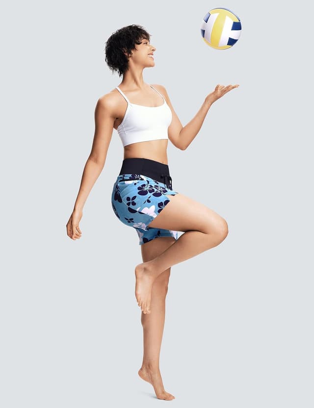 Detalle de ISEEGZ Women’s High-Waisted Swim Board Shorts (5"–9") with Quick-Dry UPF 50+